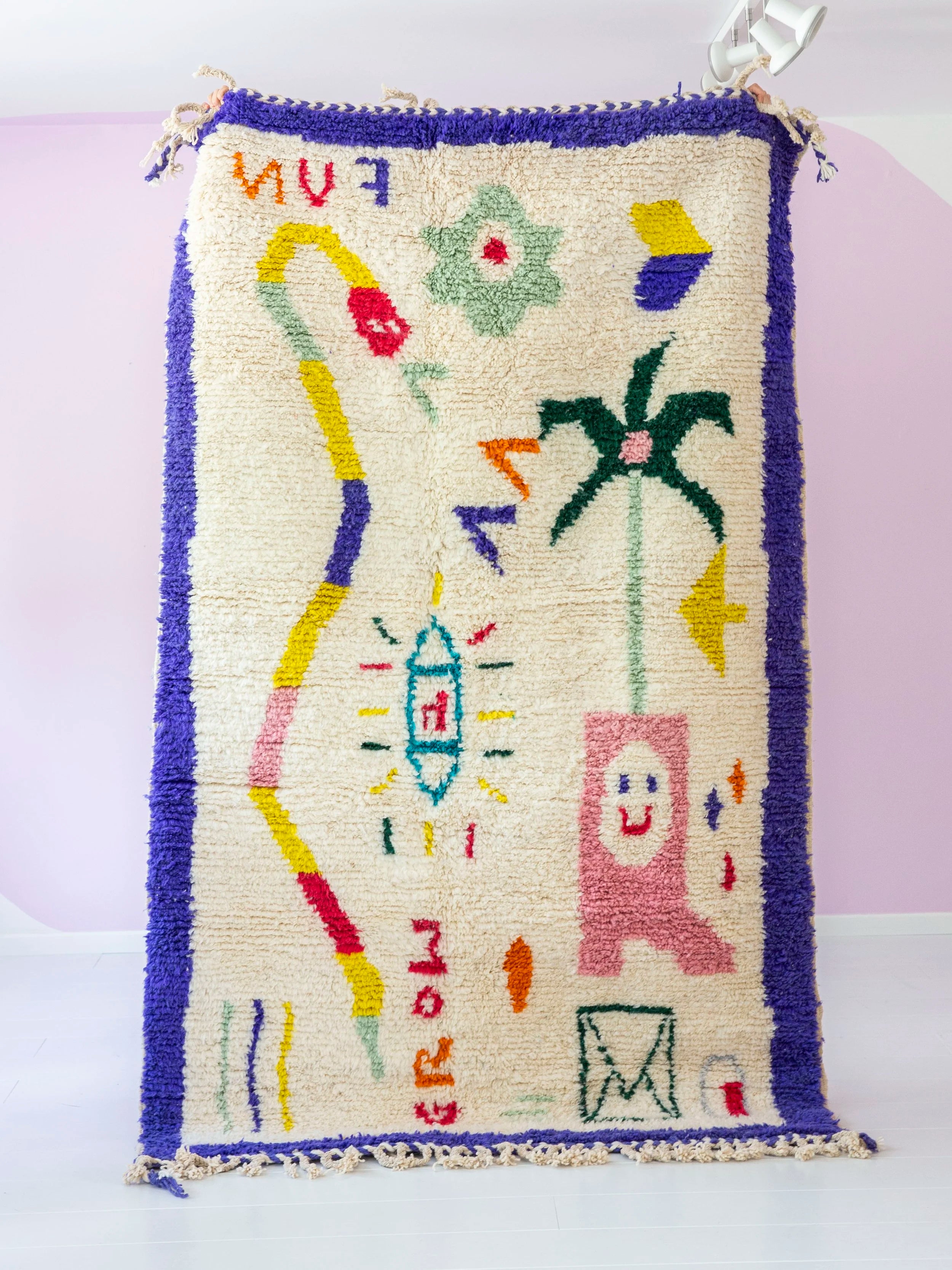Grow Fun / purple / wool rug L