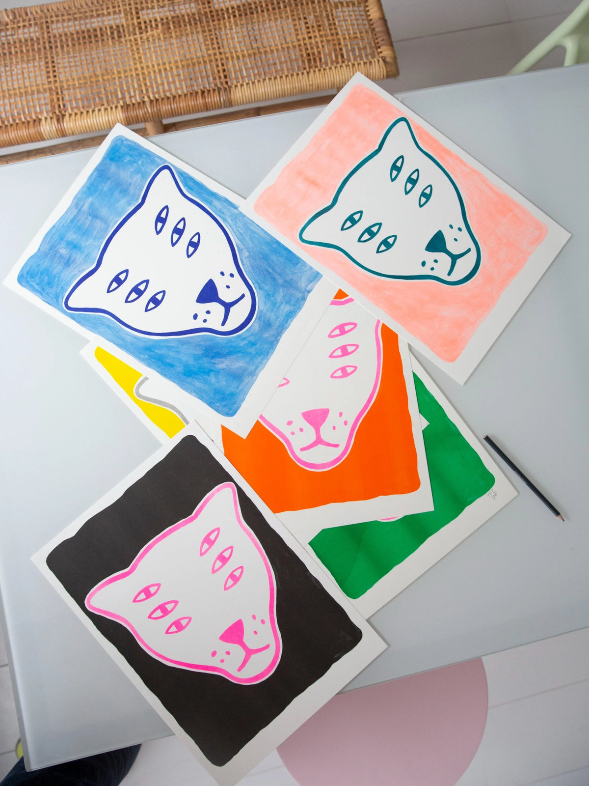 The Protector / black & pink / riso print