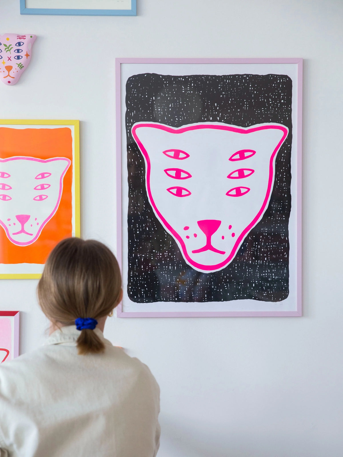 The Protector / black & fluorescent pink / screenprint