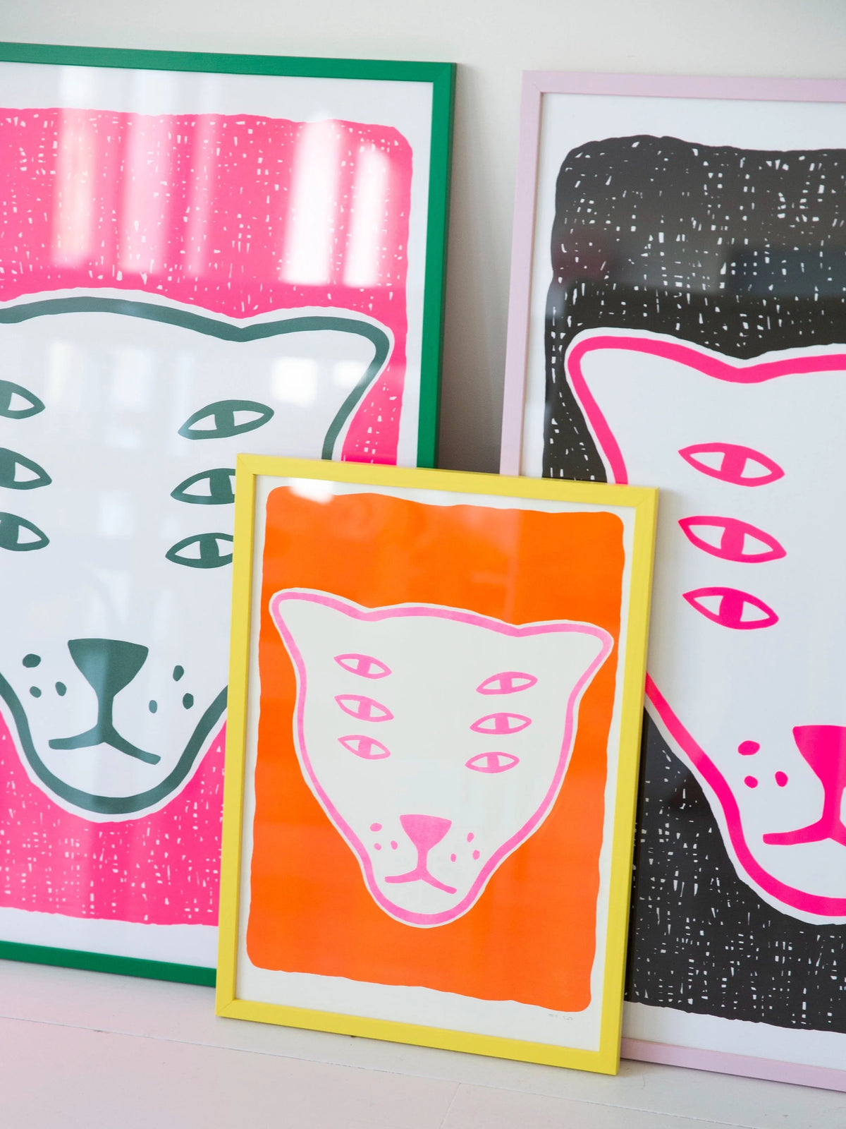 The Protector / orange & pink / riso print