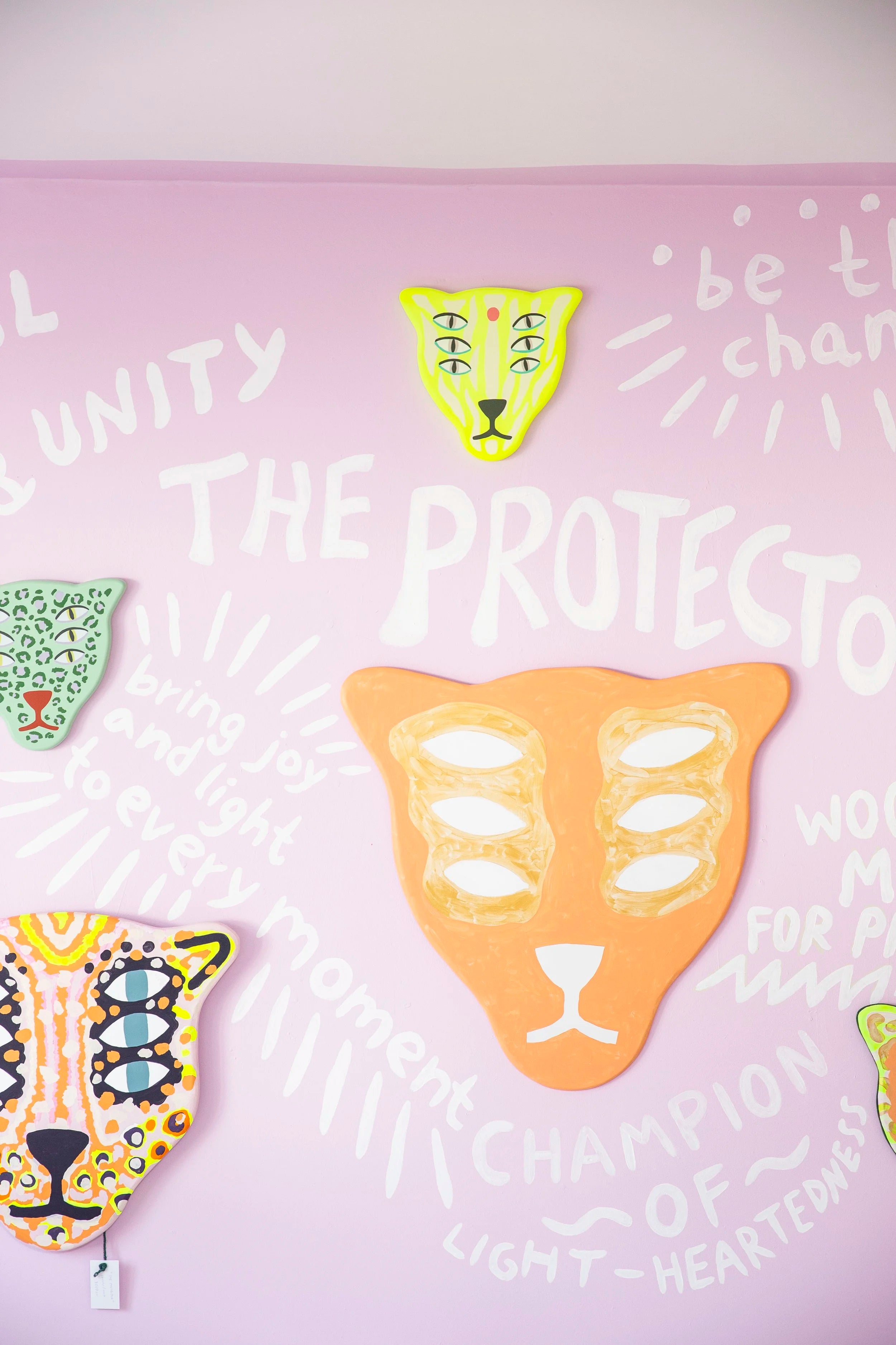 The Protector / wooden mask fluorescent yellow