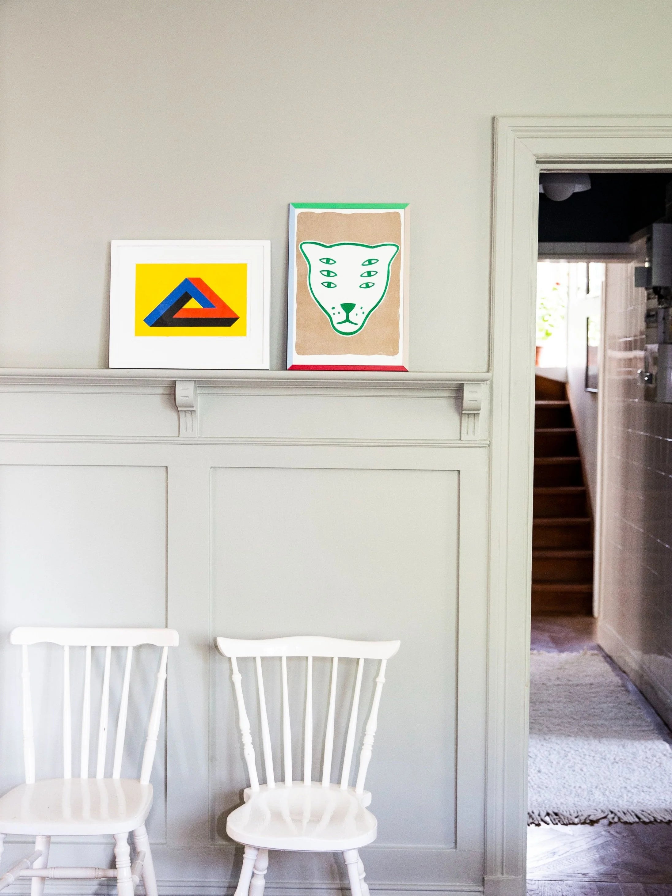 The Protector / green & gold / riso print
