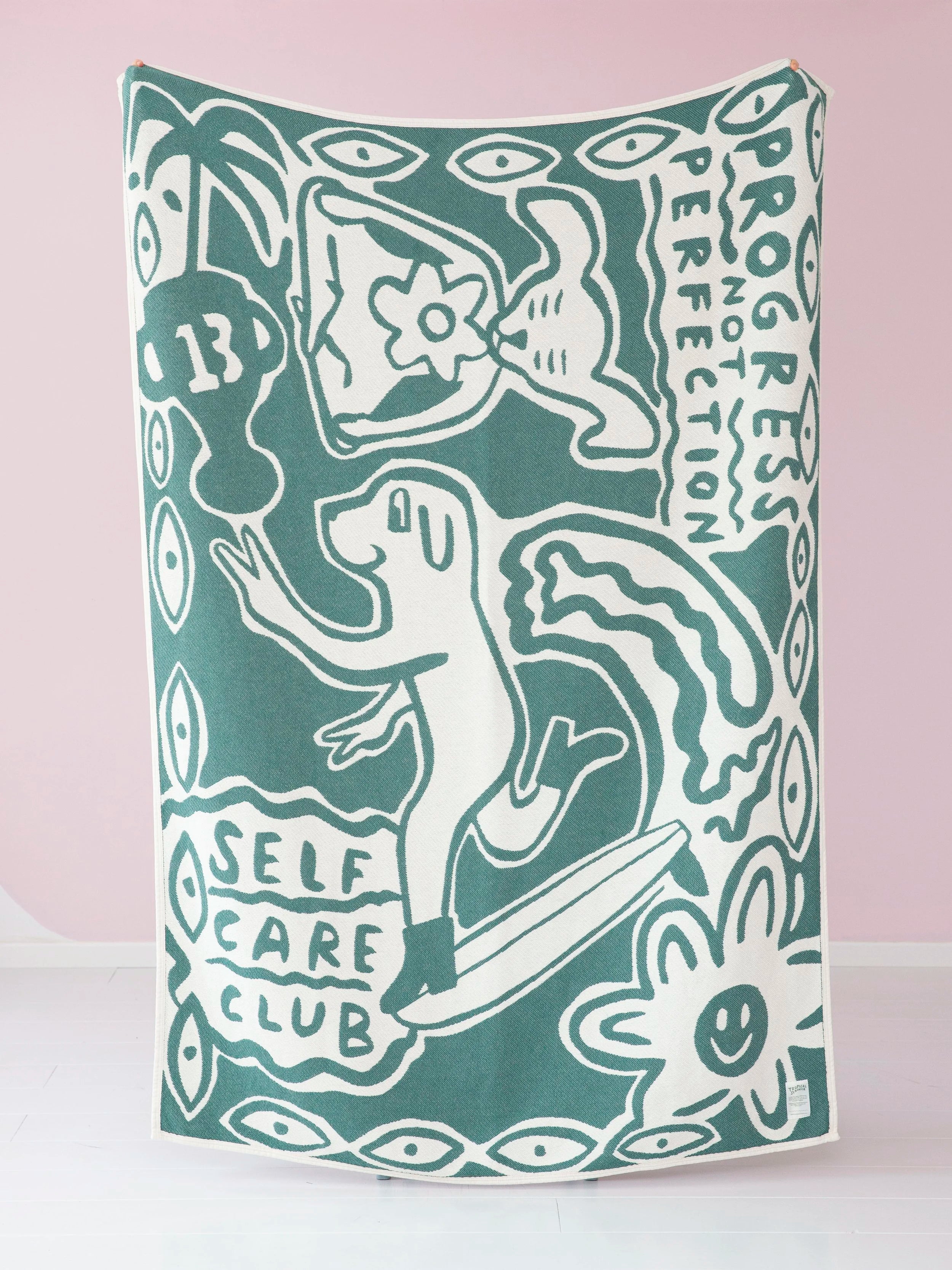 Self Care Club / cotton blanket / green