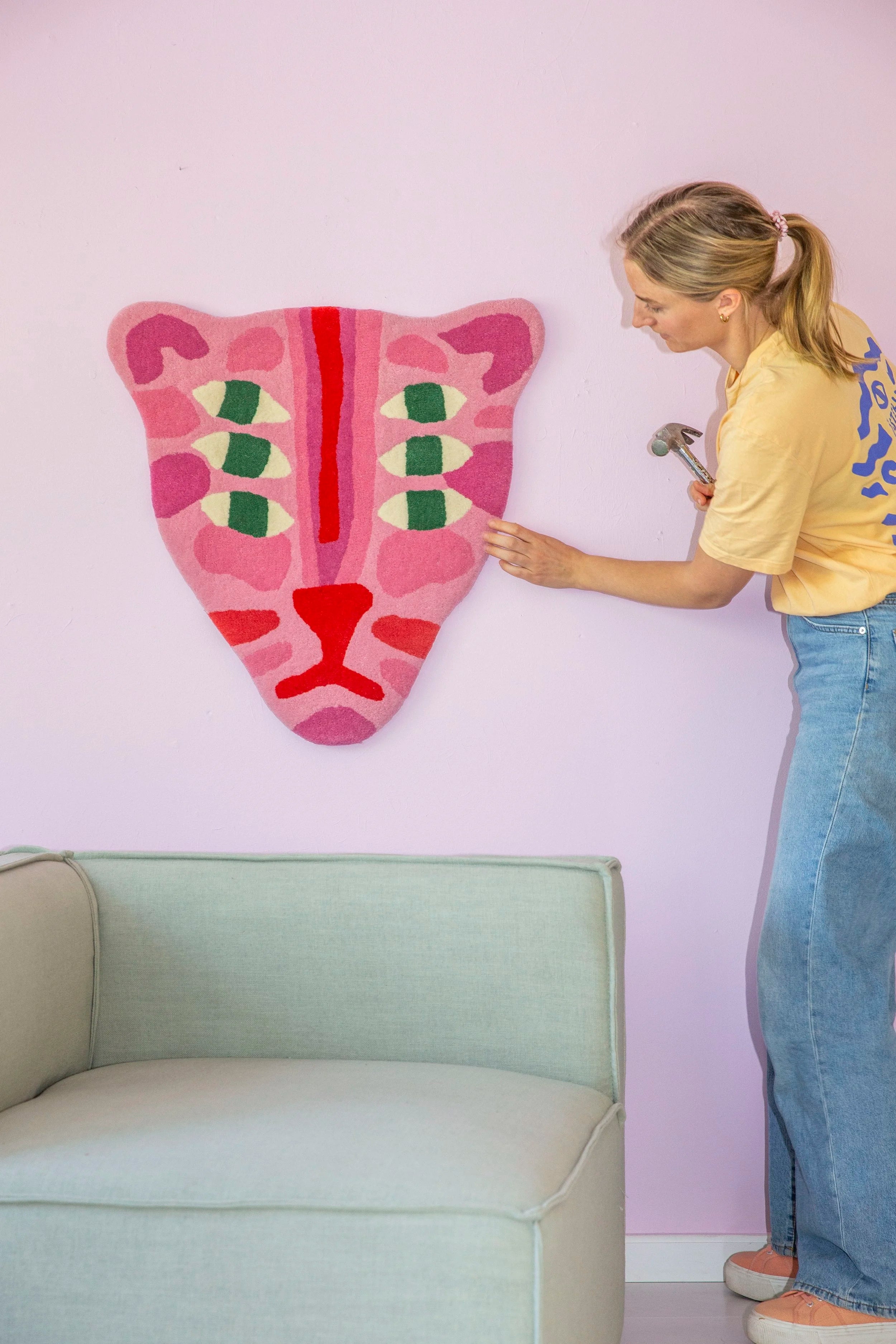 The Protector / tufted rug / pink & red