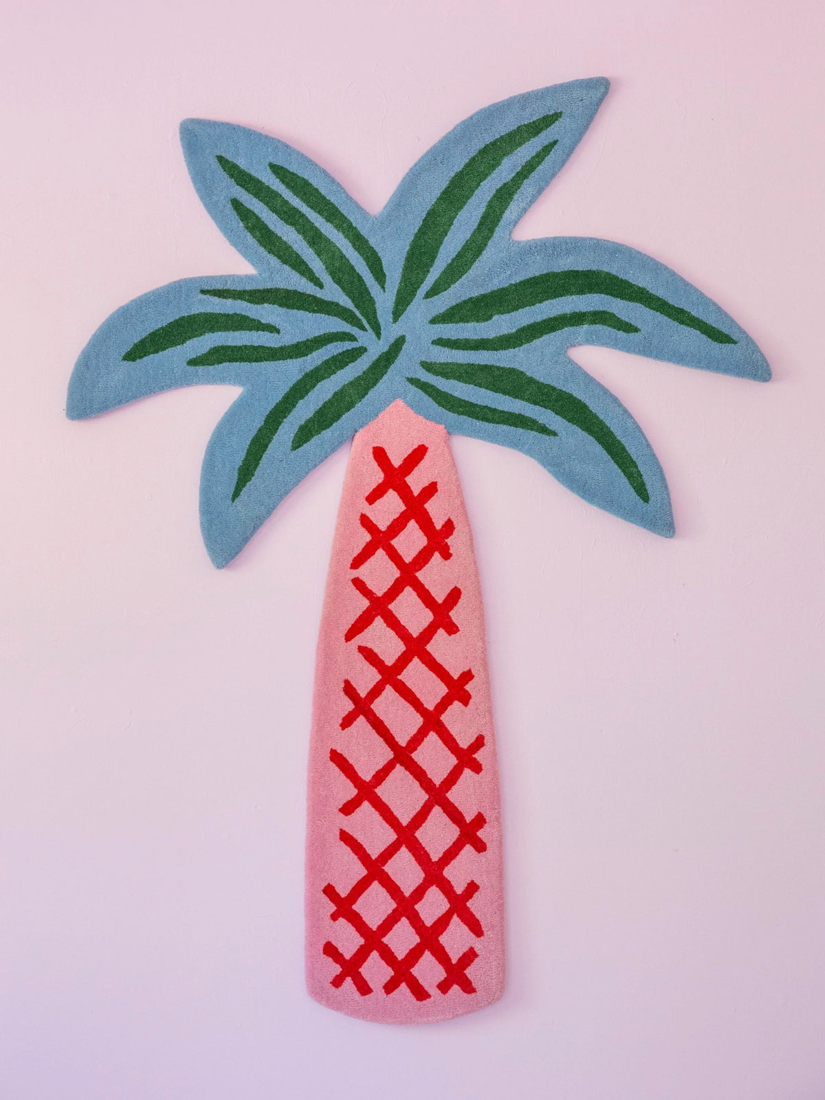 Palm tree / tufted rug / blue & pink – Tropical Scandinavia