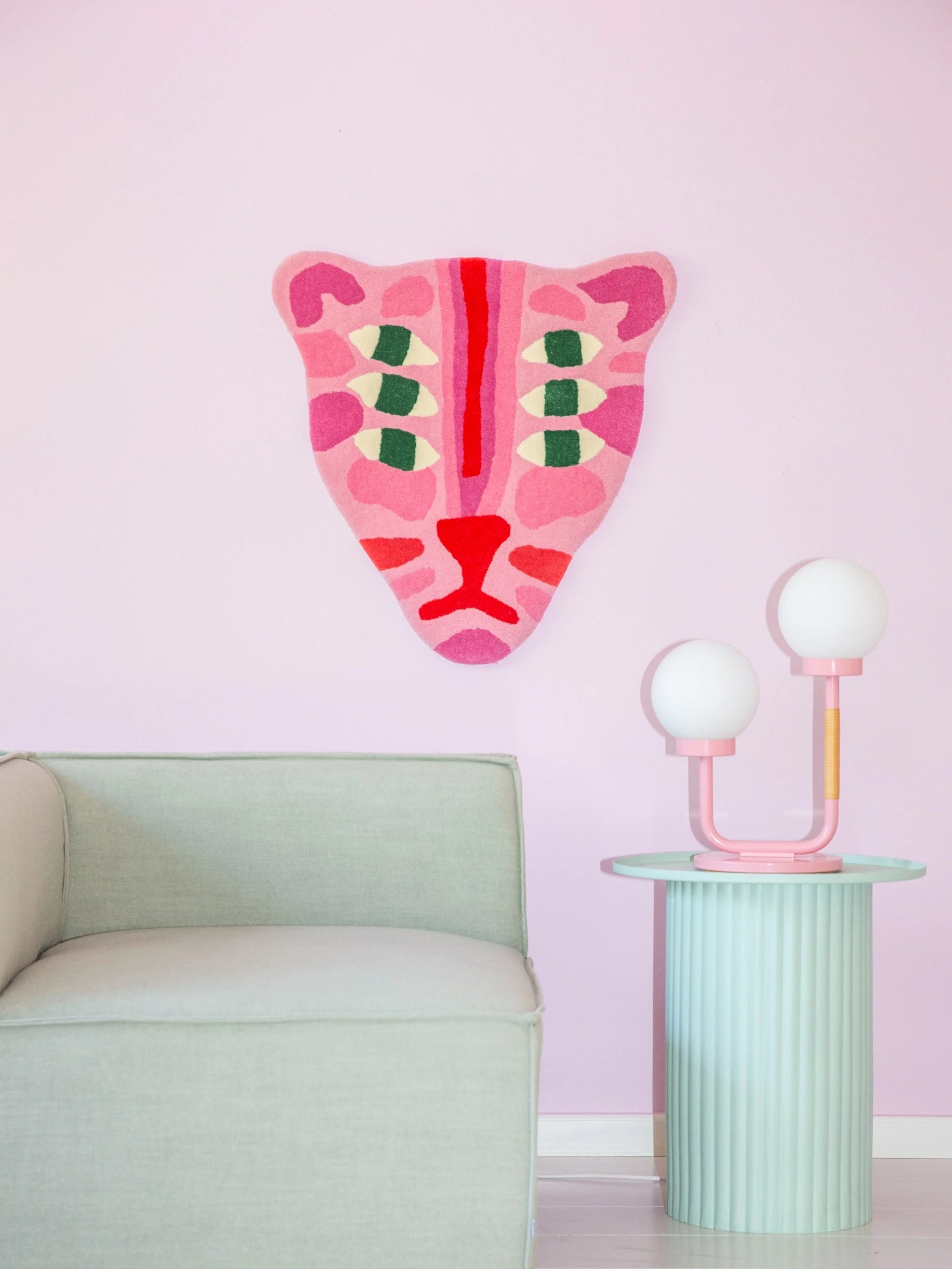 The Protector / tufted rug / pink & red
