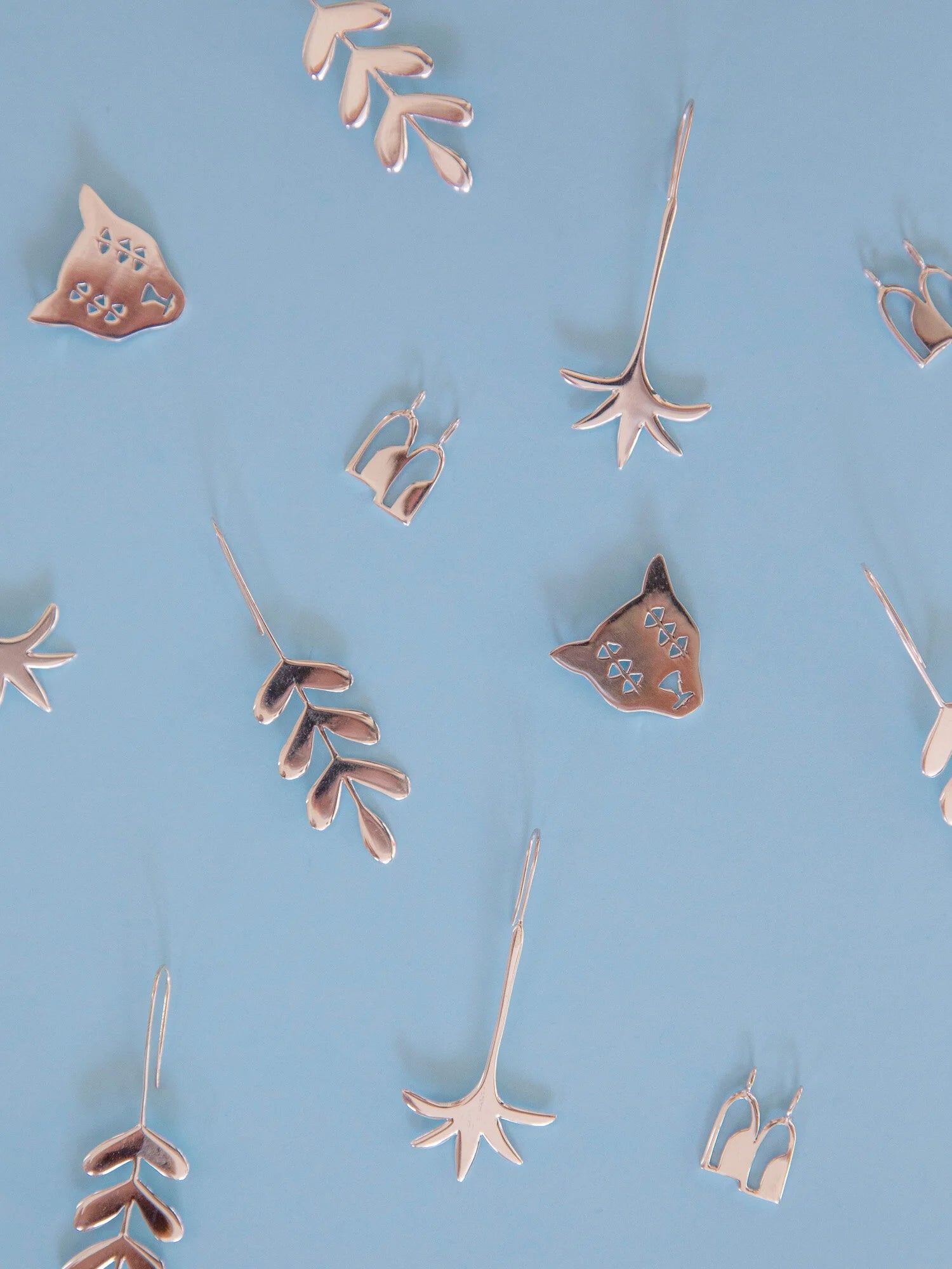 Palm tree silver earring