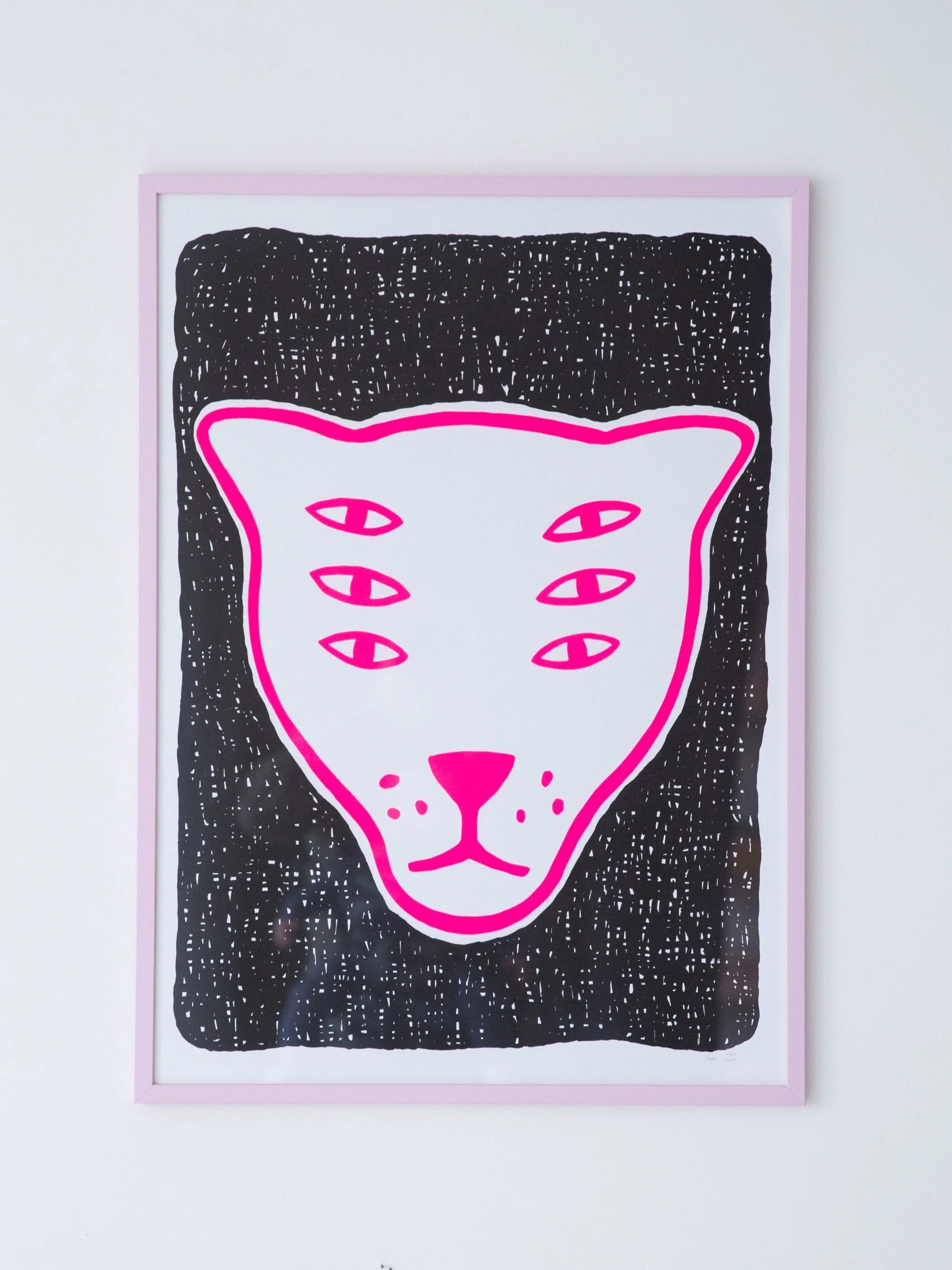 The Protector / black & fluorescent pink / screenprint