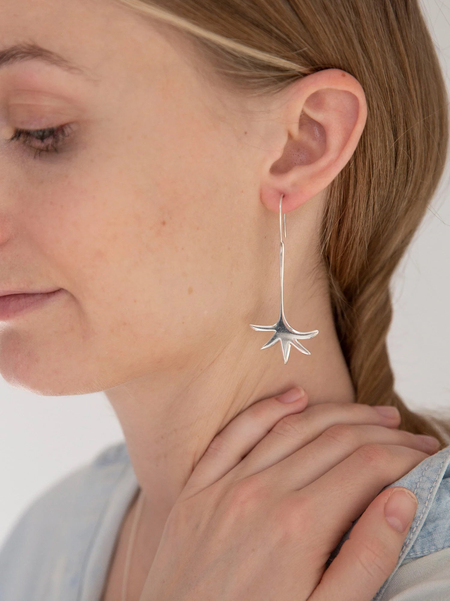 Palm tree silver earring