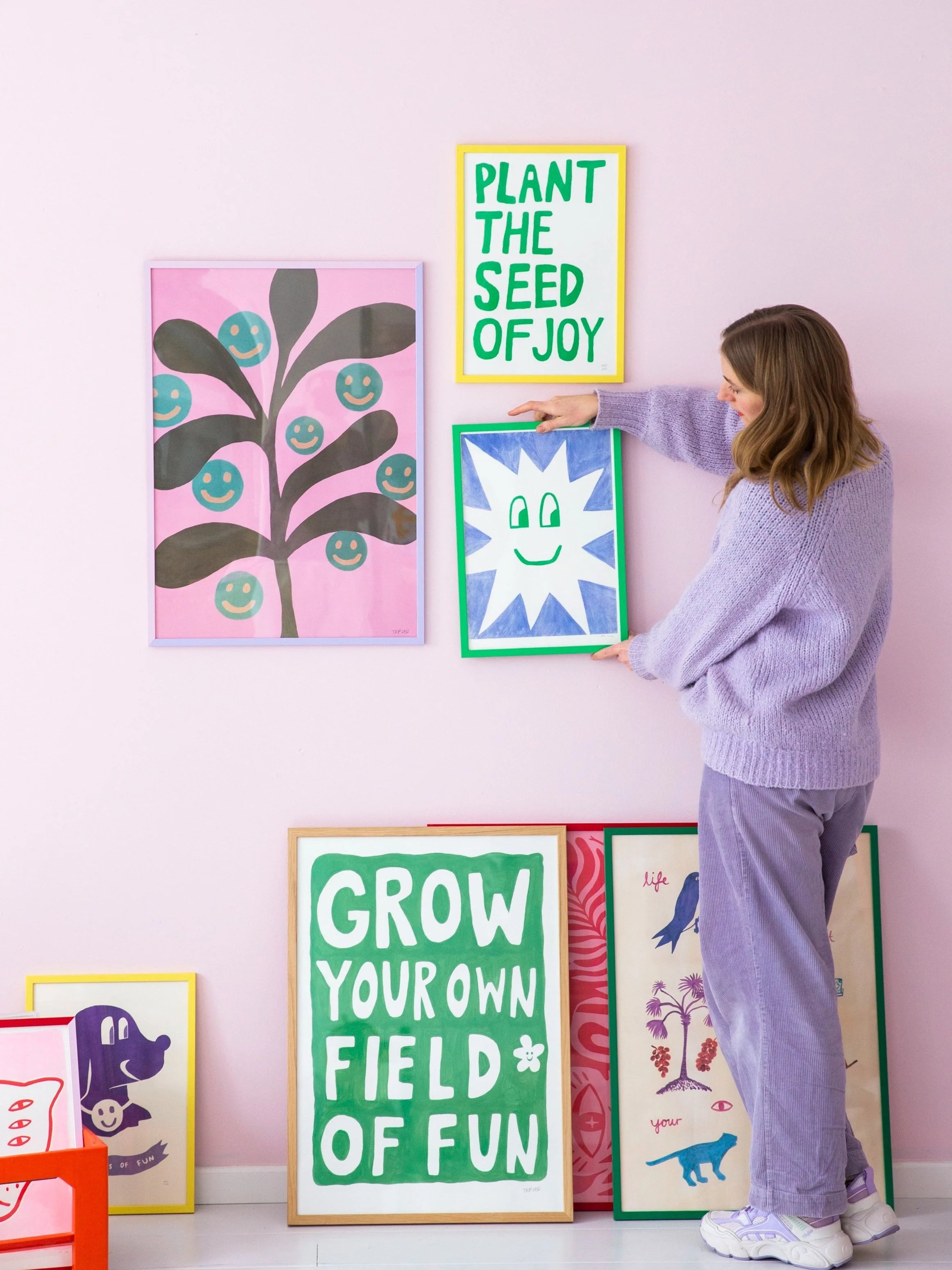 Grow Yourself Happy pink / 50 x 70cm