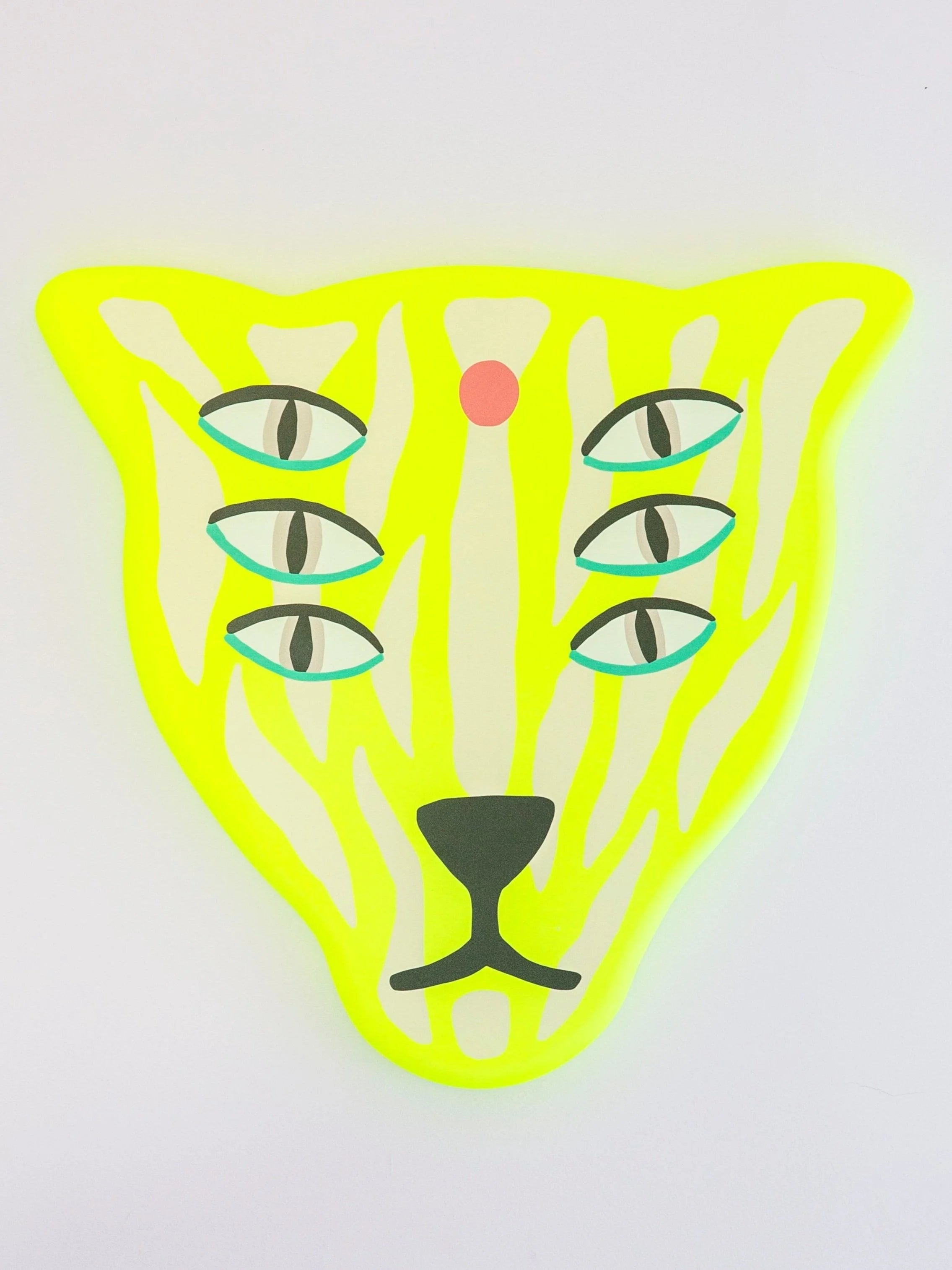 The Protector / wooden mask fluorescent yellow