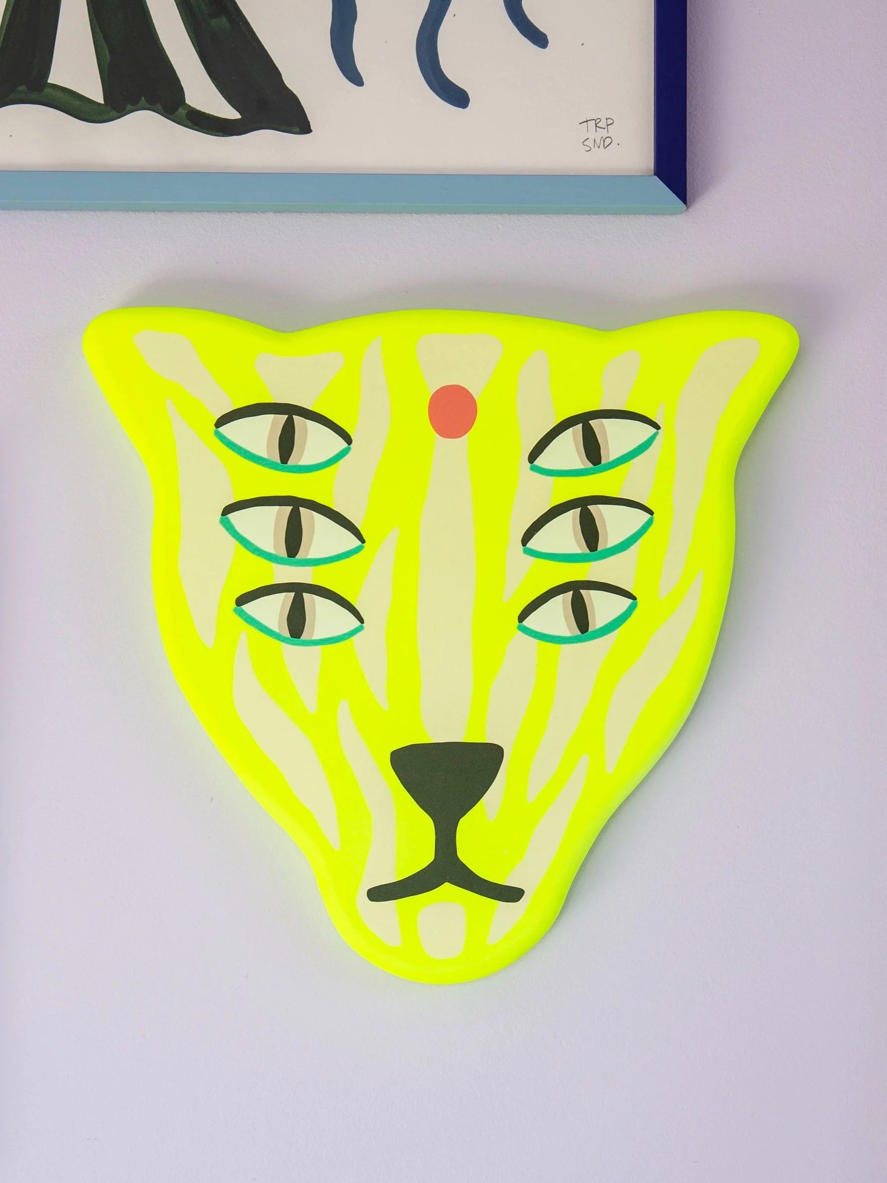 The Protector / wooden mask fluorescent yellow