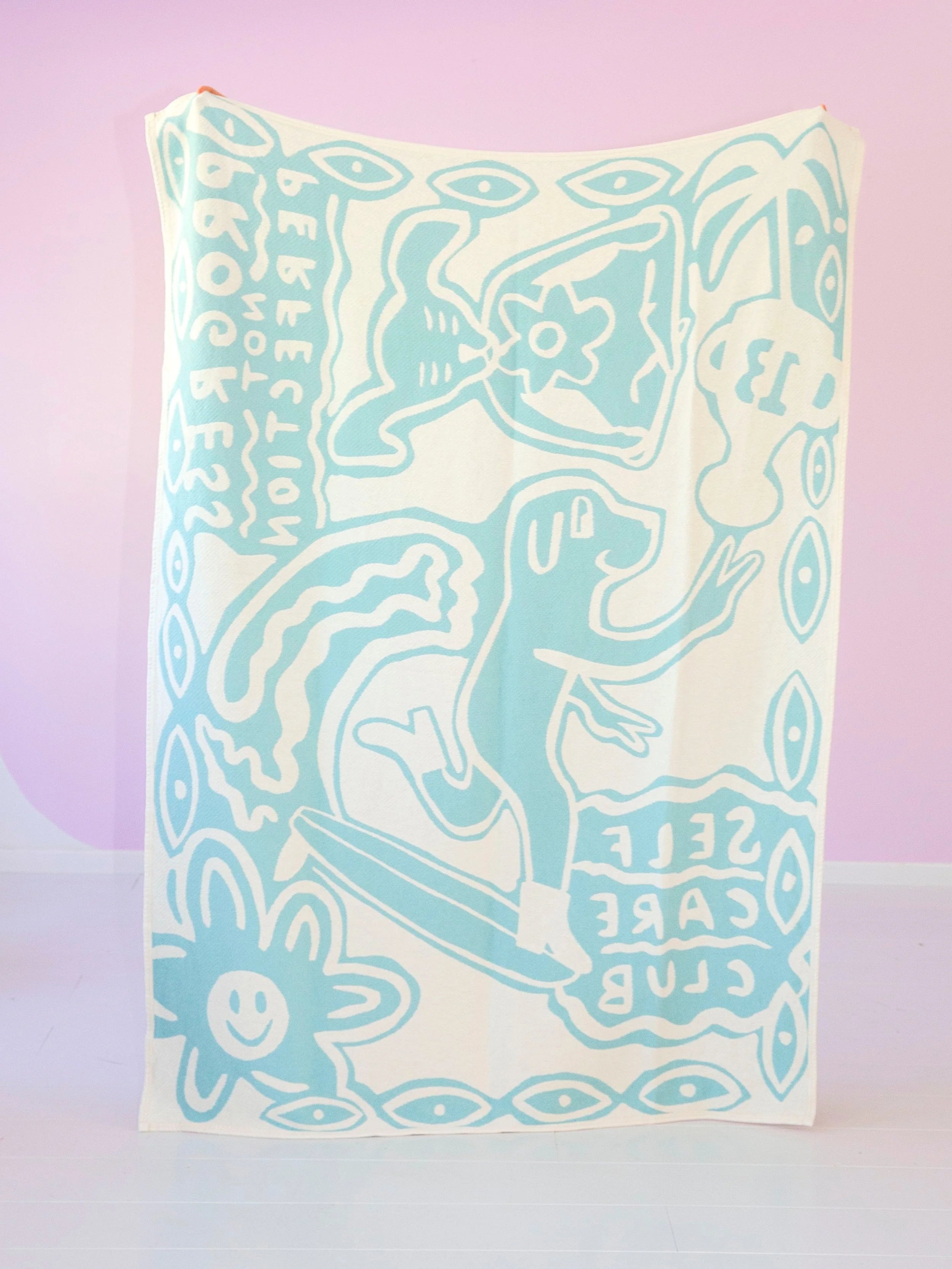 Self Care Club / cotton blanket / blue