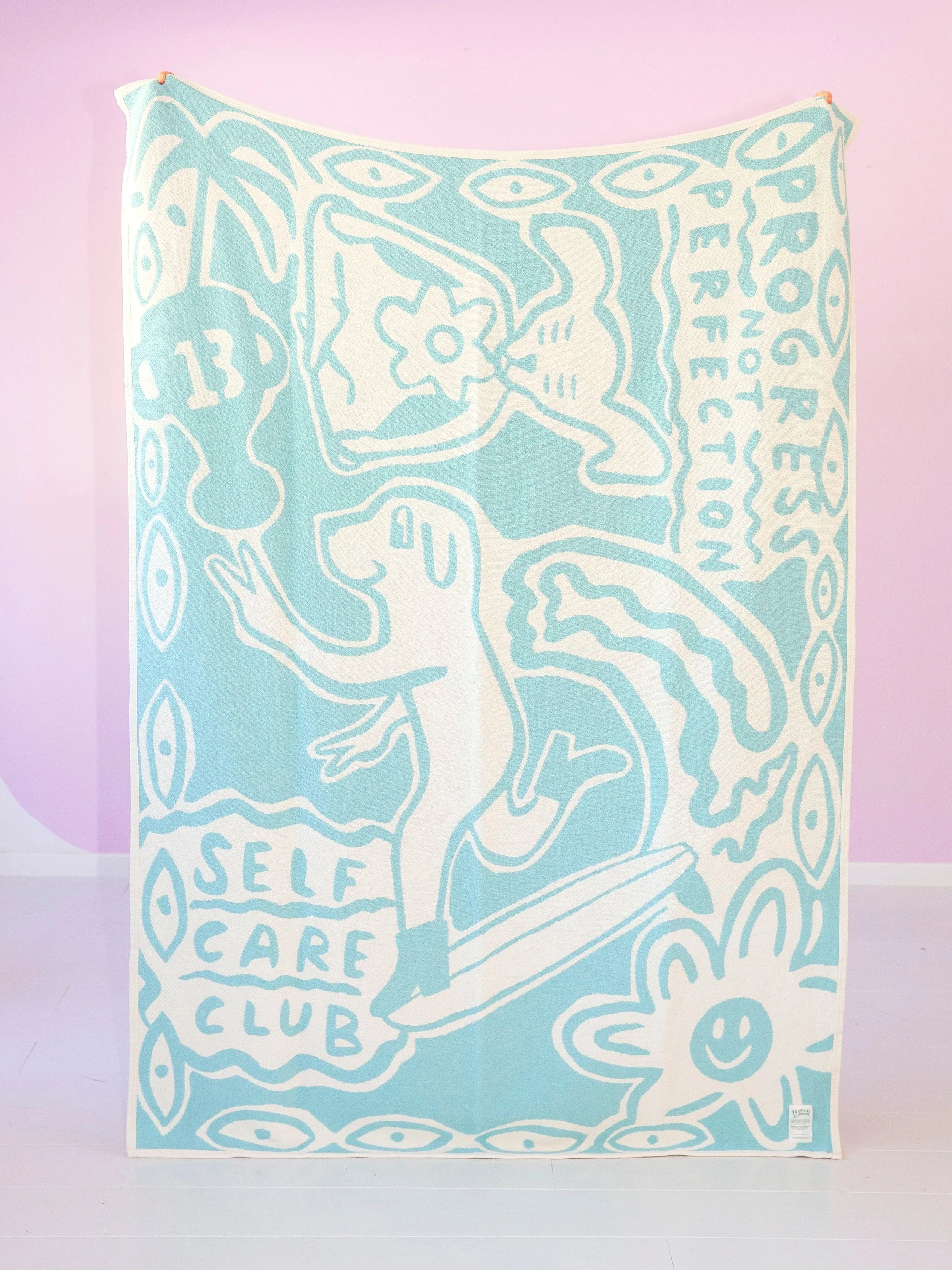 Self Care Club / cotton blanket / blue