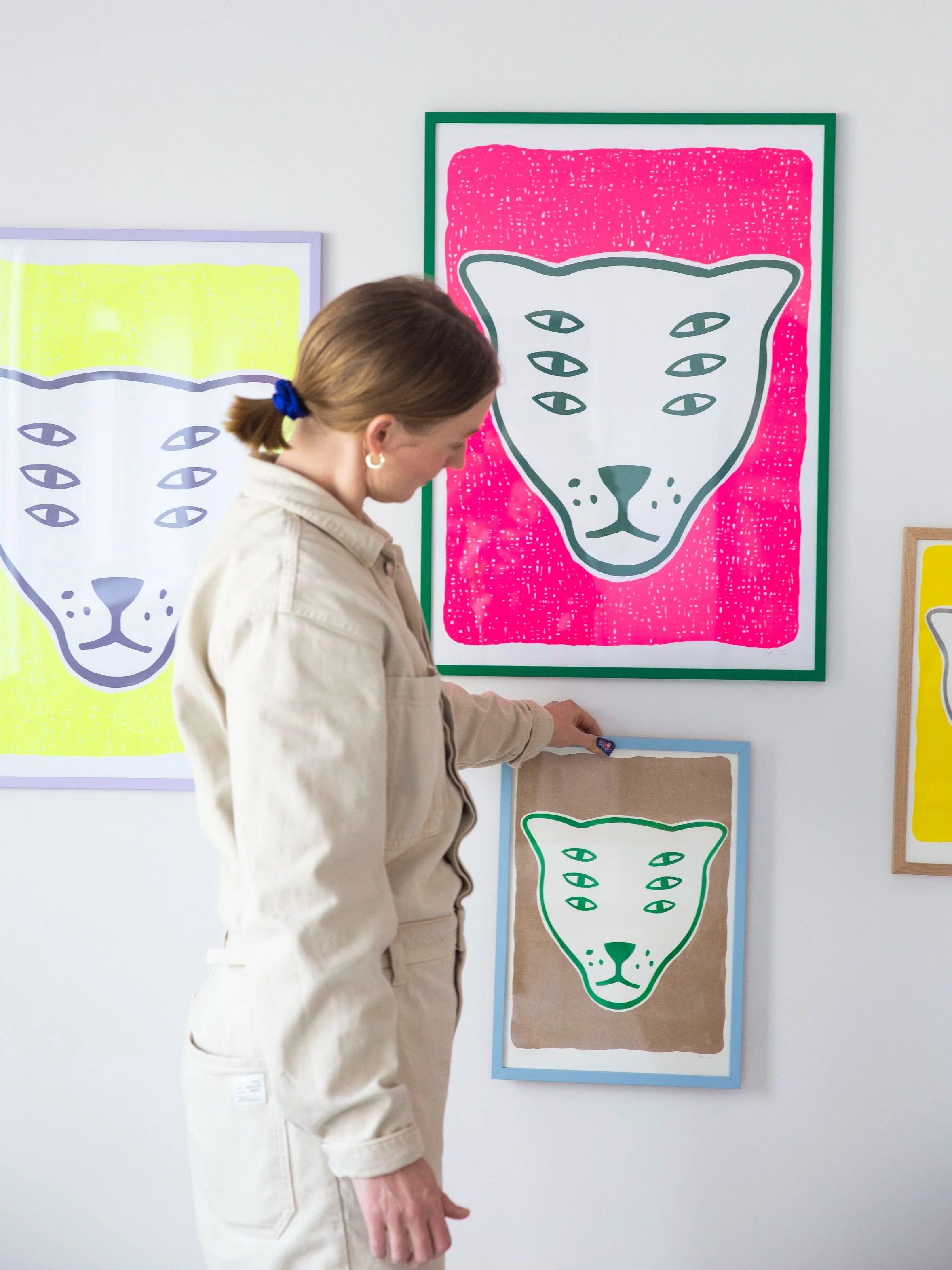 The Protector / green & gold / riso print
