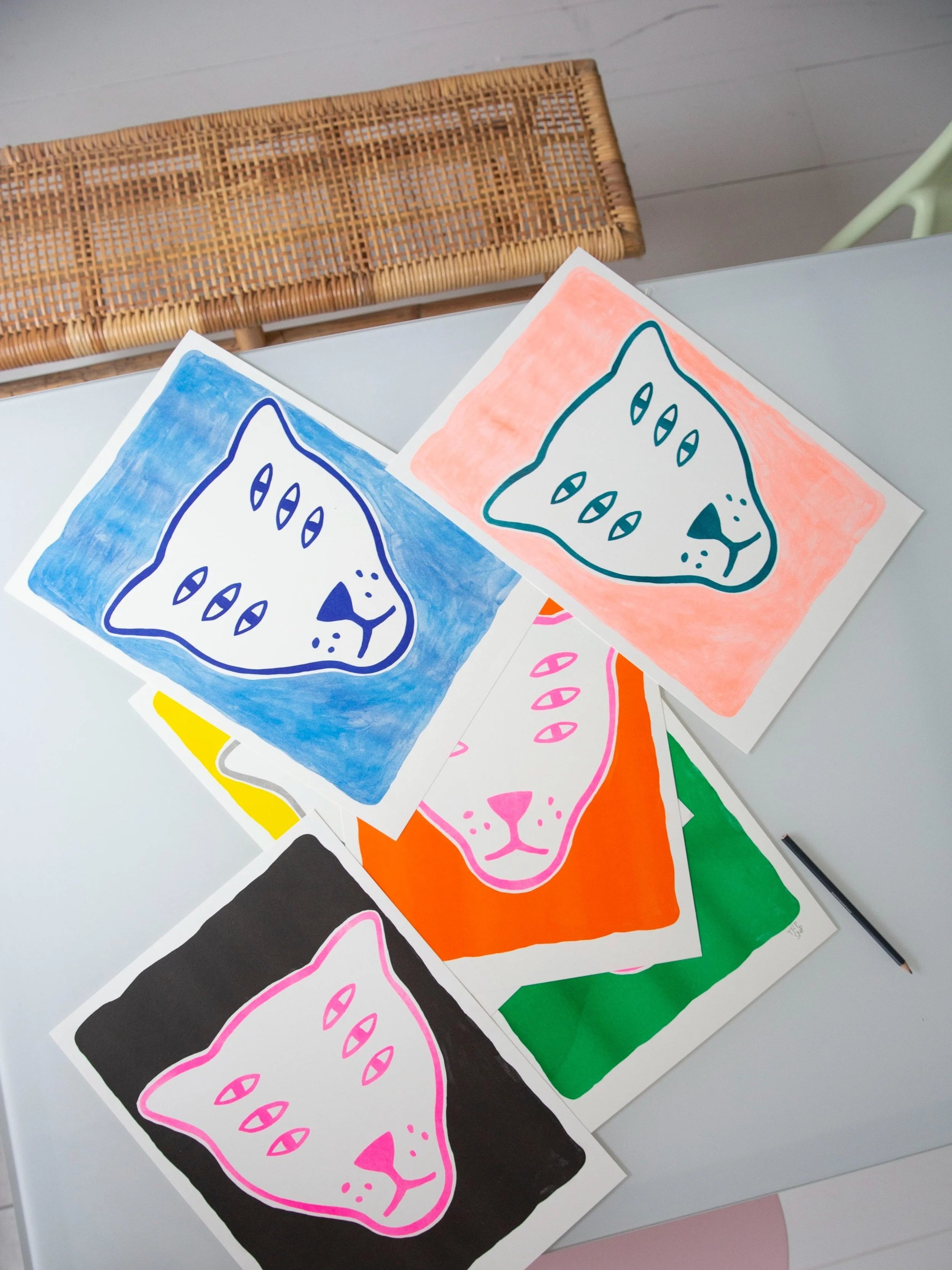 The Protector / orange & pink / riso print