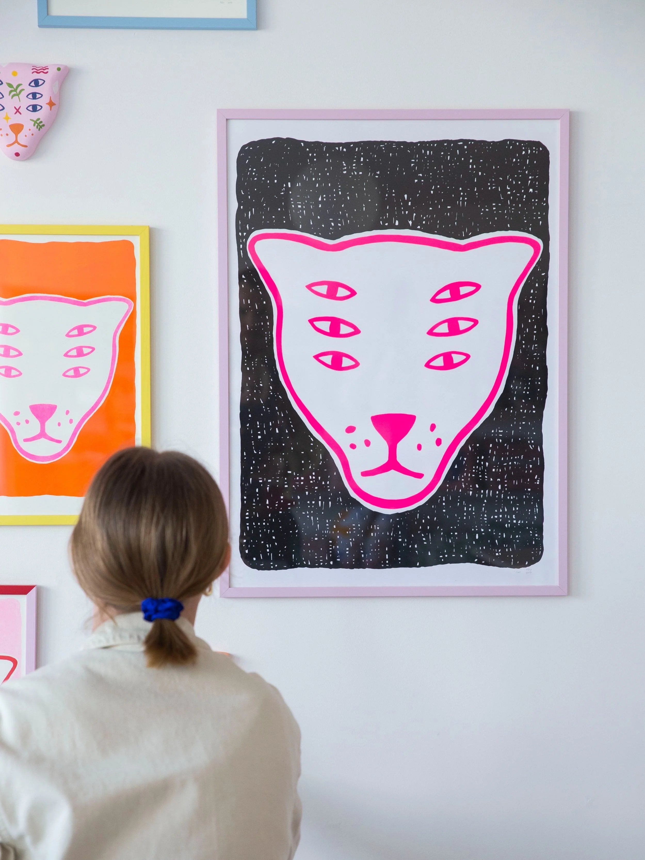 The Protector / black & fluorescent pink / screenprint