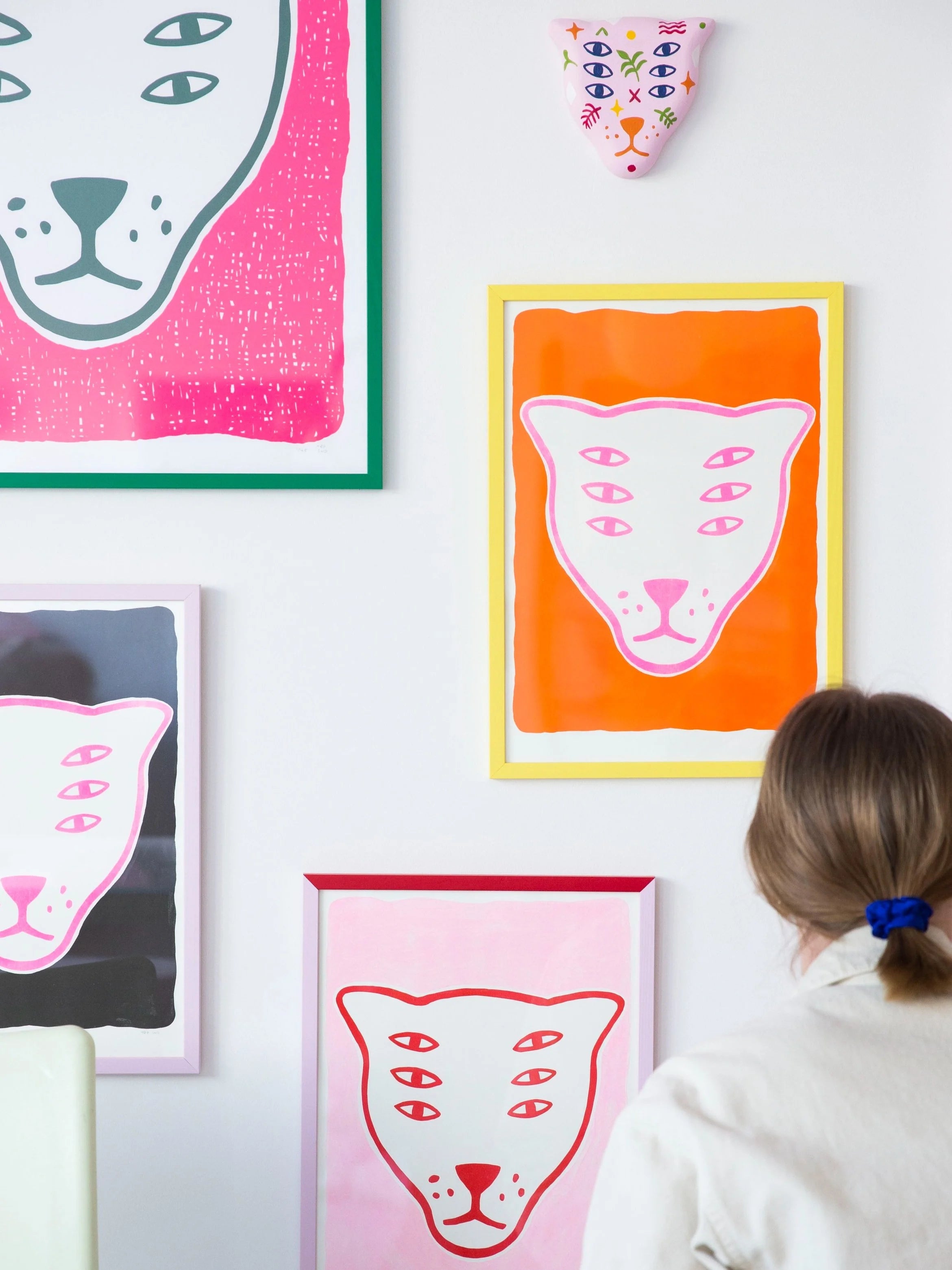 The Protector / orange & pink / riso print