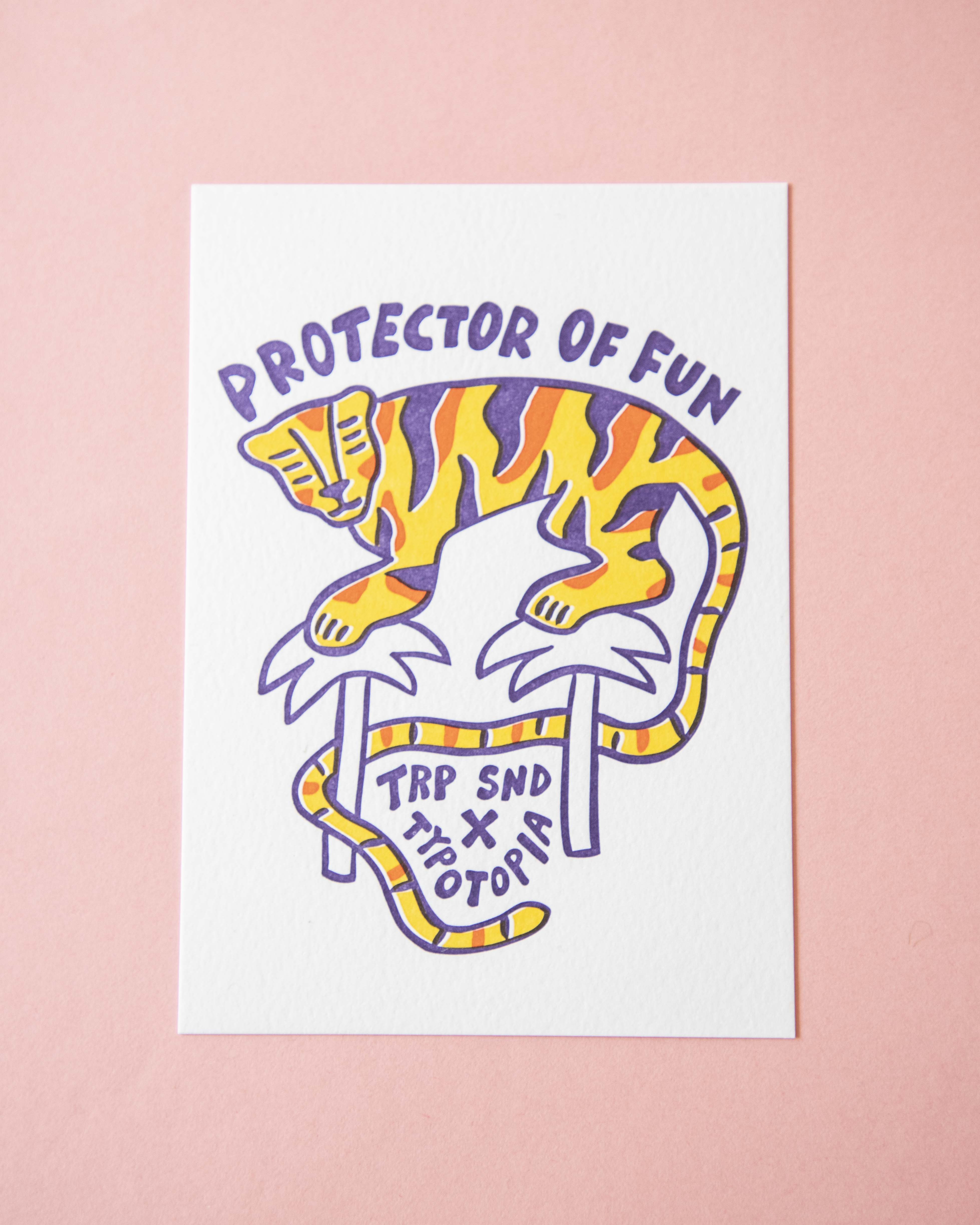 Protector of fun / letterpress mini print
